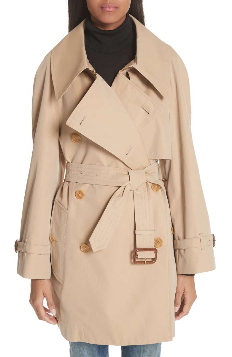 BURBERRY Fortingall Cotton Gabardine Trench Coat Honey trench coats women spring 