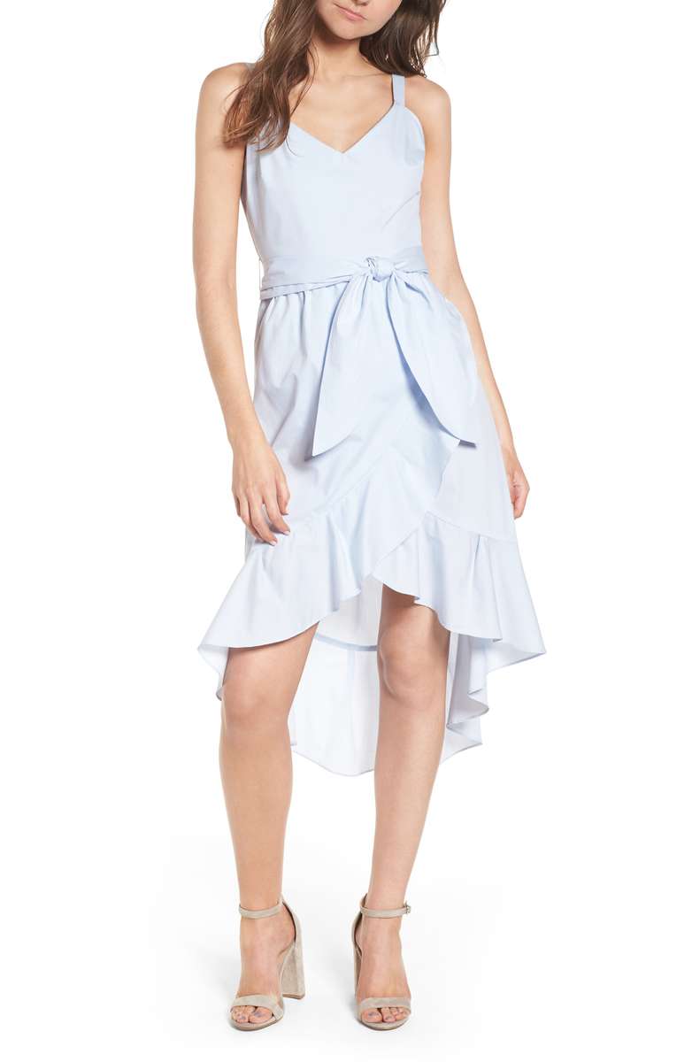 LUSH Poplin Tie Waist Dress Pale Blue tie waist dresses spring summer 2018