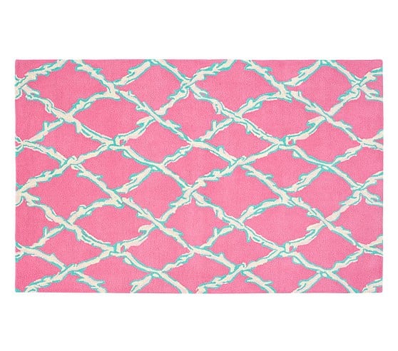 Lilly Pulitzer Deep Dive Trellis Rug Pink Turquoise White lilly pulitzer for pottery barn collection