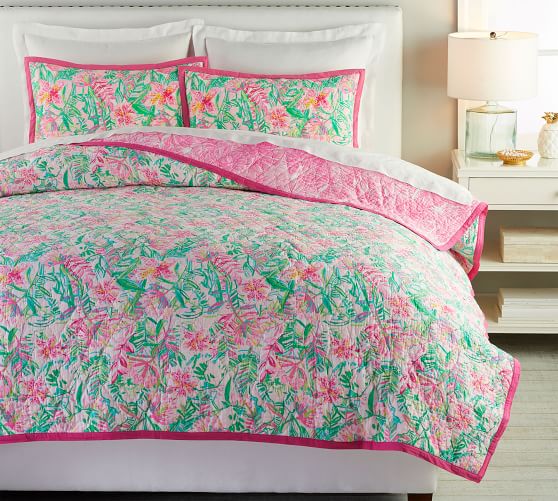 Lilly Pulitzer Lilly of the Jungle Reversible Cotton Quilt & Shams Pottery Barn 