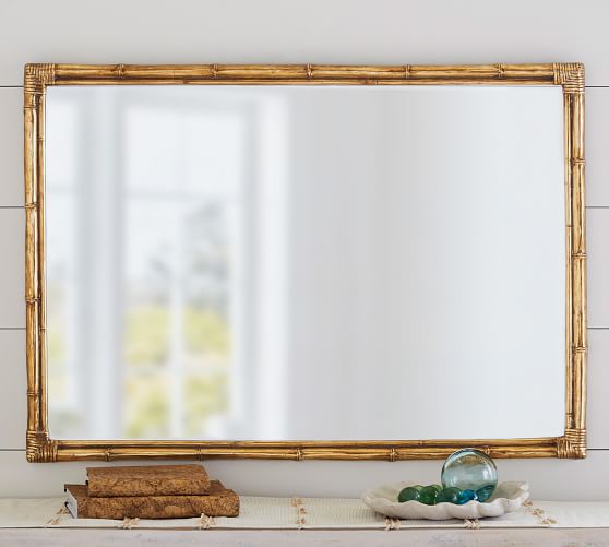 Pottery Barn Bamboo Gold Accent Mirror 
