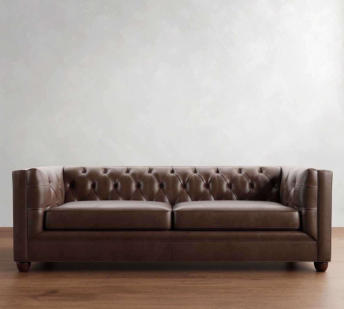 Pottery Barn Chesterfield Square Arm Leather Sofa (73–96) leather chesterfield sofas best living room