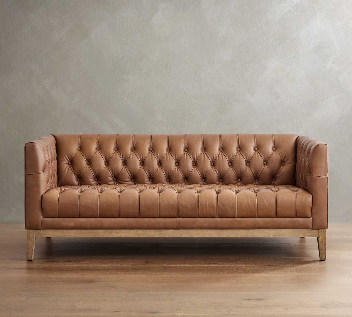 Pottery Barn Edgewood Leather Sofa (76") best leather chesterfield sofas