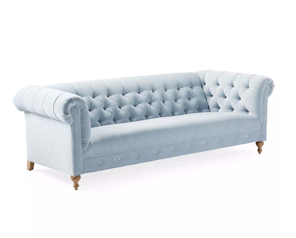 Serena and Lily Chatham Sofa Coastal Blue best leather chesterfield sofas