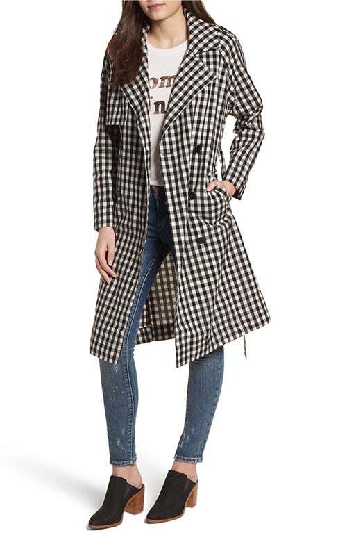 TEN SIXTY SHERMAN Gingham Trench Coat Black White trench coats