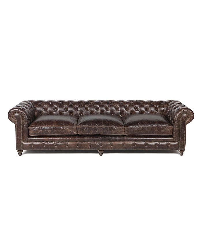 Warner Leather Collection 118" Chesterfield Sofa brown leather chesterfield sofas 