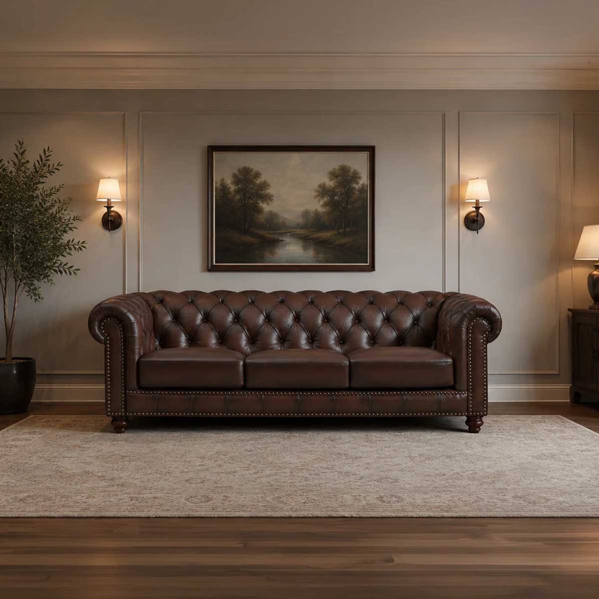 Williston Forge Anitza 91" Top Grain Leather Chesterfield Sofa best leather chesterfield sofas