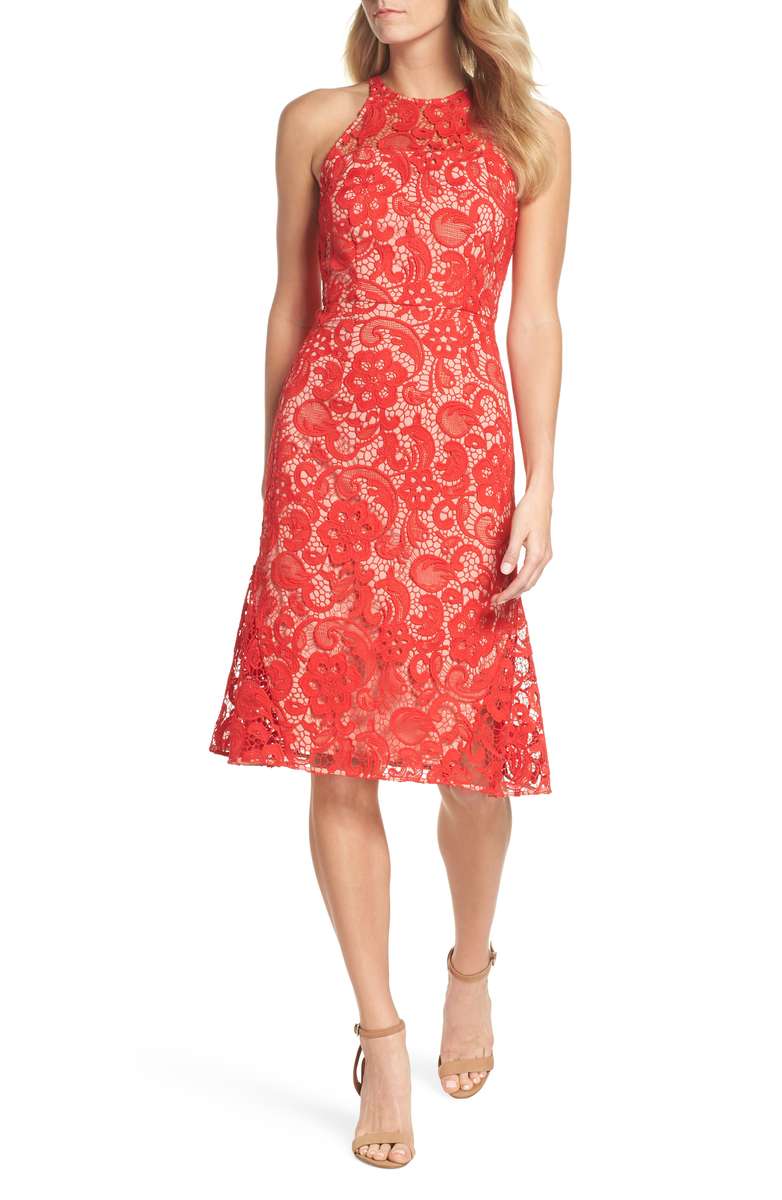 CHELSEA28 Carnation Lace Dress Red Fiery kentucky derby dresses