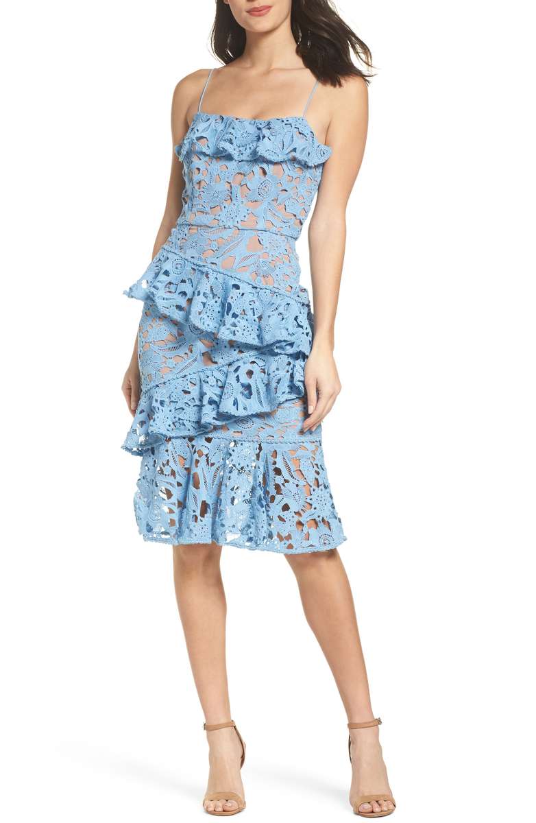 COOPER ST Lace Parfait Ruffle Dress Dusk Blue kentucky derby dresses women 