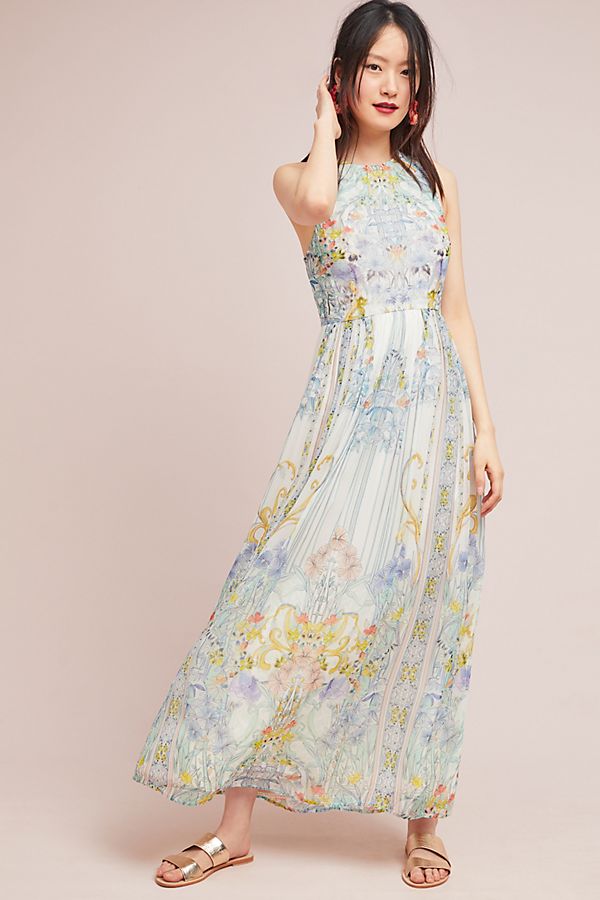 Meadow Rue Felicity Maxi Dress Mint Floral Print kentucky derby dresses