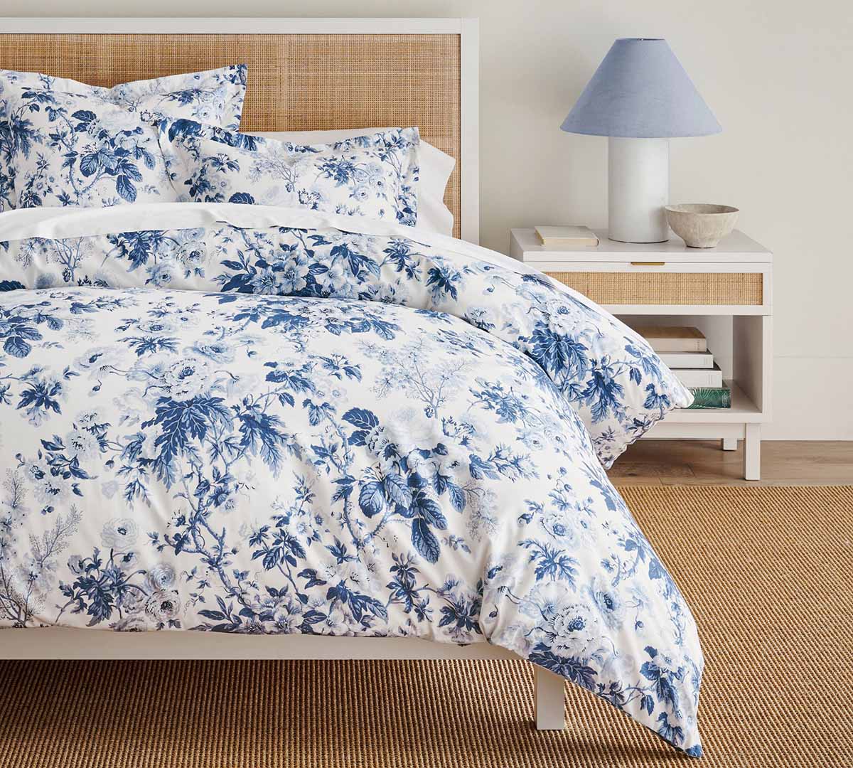 Pottery Barn Garden Floral Percale Duvet Cover best blue white bedding