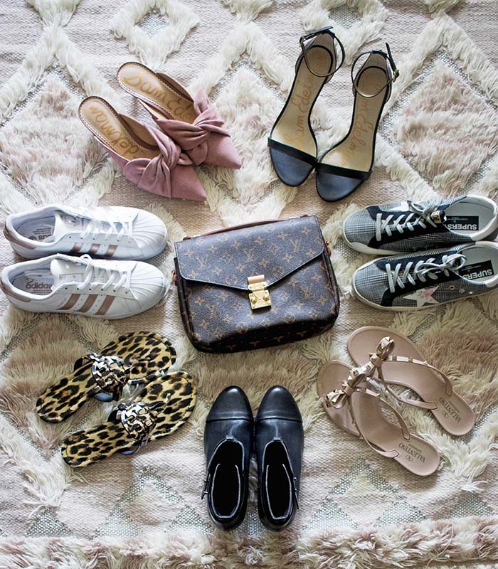 Style expert Candie Anderson shares the best shoes for spring including Sam Edelman Patti heel sandals, Laney mules, Golden Goose sneakers, Tory Burch Miller sandals to name a few.