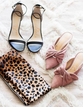 Style expert, Candie ANderson shares her Sam Edelman Laney mules, Clare V. leopard print clutch bag and Sam Edelman Patti strappy heels in black. These items are up to 25% off at the Shopbop Event Of The Season Sale.
