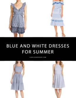 Blue and white is one of the hottest fashion trends and color palettes for spring and summer 2018! Style expert and fashion blogger, Candie Anderson has the scoop on 22 of the best blue and white dresses for women just in time for summer.