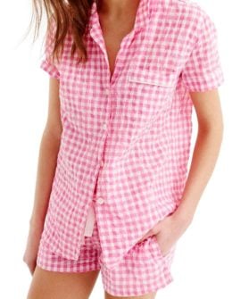 J.Crew Gingham Pajama Set Ivory Pink pajama sets pajamas