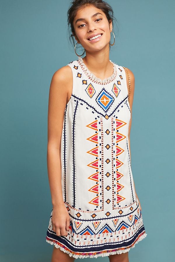 Akemi + Kin Reagan Embroidered Shift Dress Neutral Motif embroidered dresses summer 2018