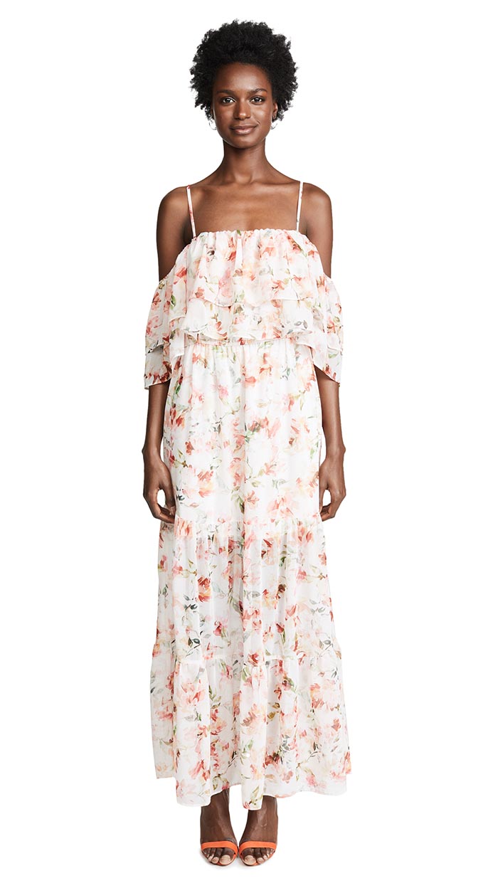BB Dakota Tae Dress Vanilla floral print pink cold shoulder casual maxi dresses summer 2018