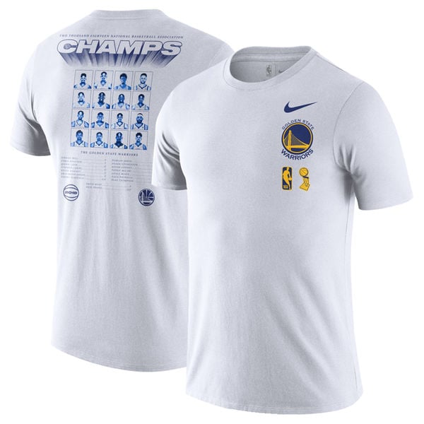 Golden State Warriors Nike 2018 NBA Finals Champions Team Roster Dri-FIT Cotton T-Shirt – White golden state warriors 2018 nba champions