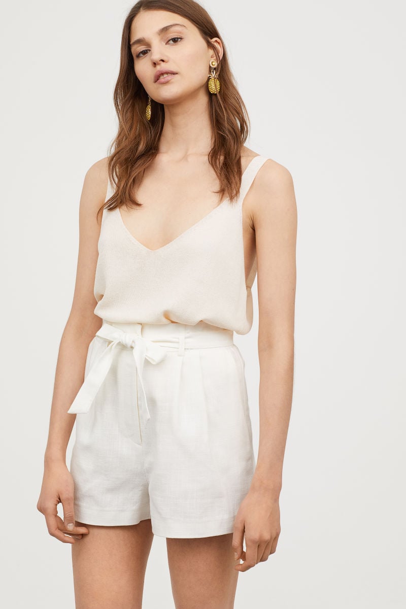 H & M Paper Bag Shorts White paperbag shorts summer 2018
