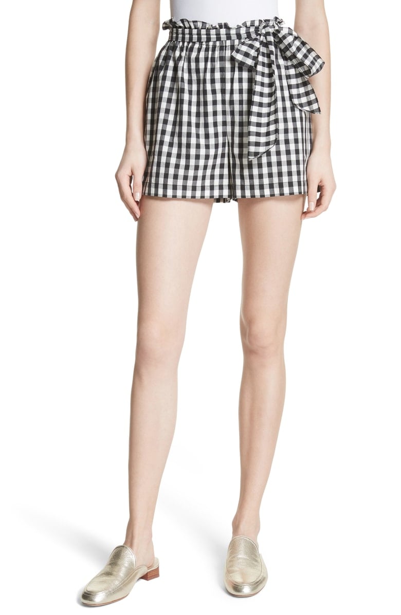 JOIE Cleantha Gingham Cotton Shorts Caviar black white paper bag shorts paperbag shorts summer 2018