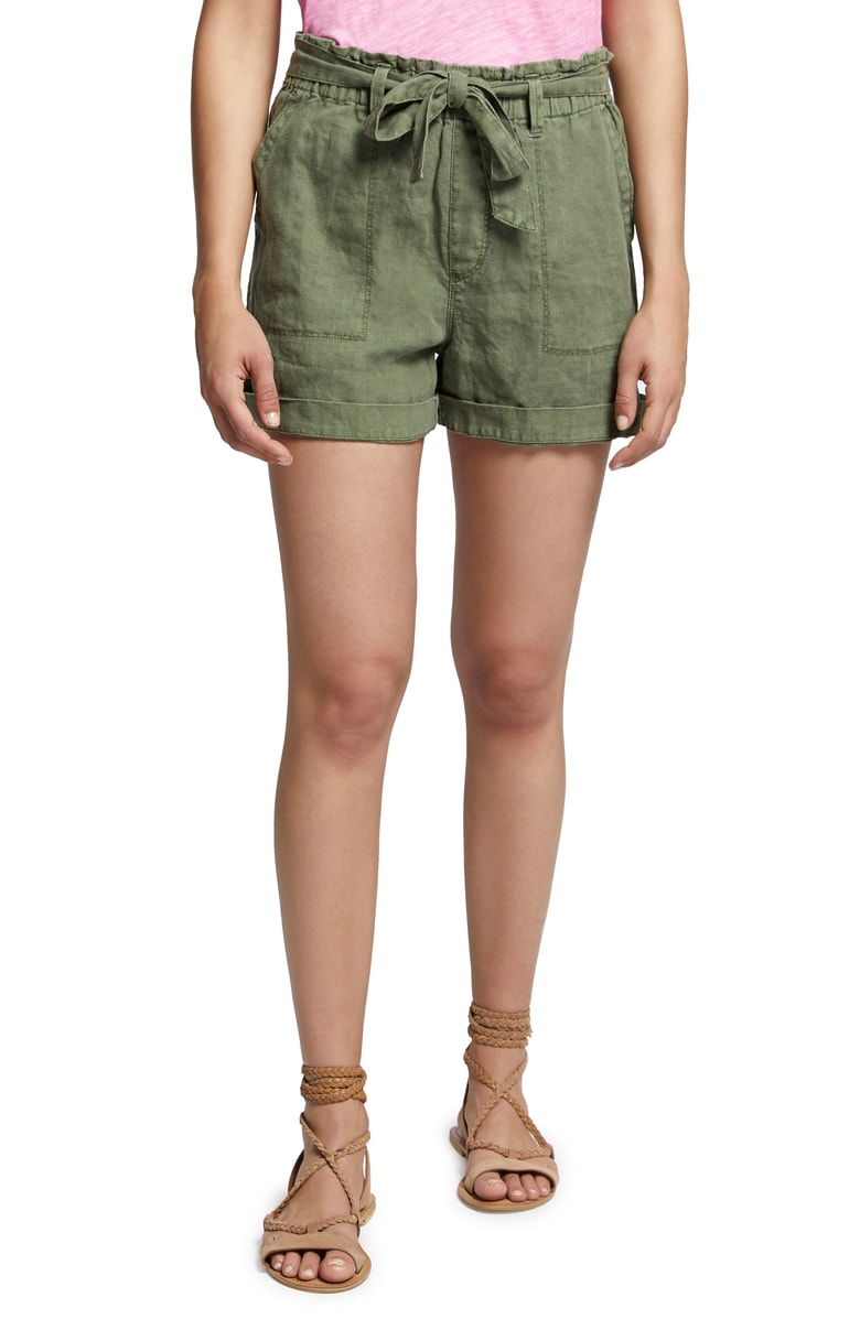 SANCTUARY Muse Tie Waist Shorts Cadet Green Linen beige mesa white paper bag shorts summer 2018