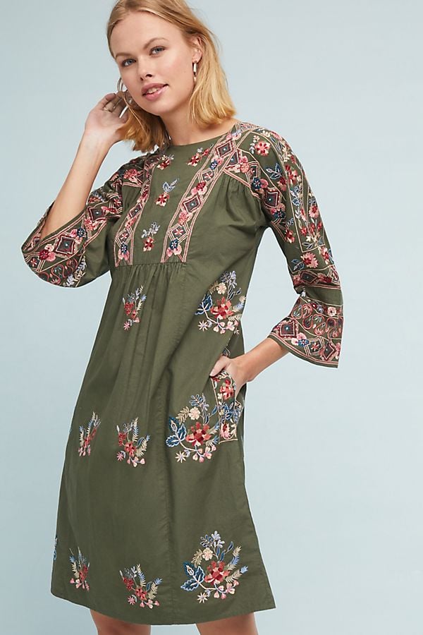 Seen Worn Kept Olivia Embroidered Dress Khaki embroidered dresses fall 2018