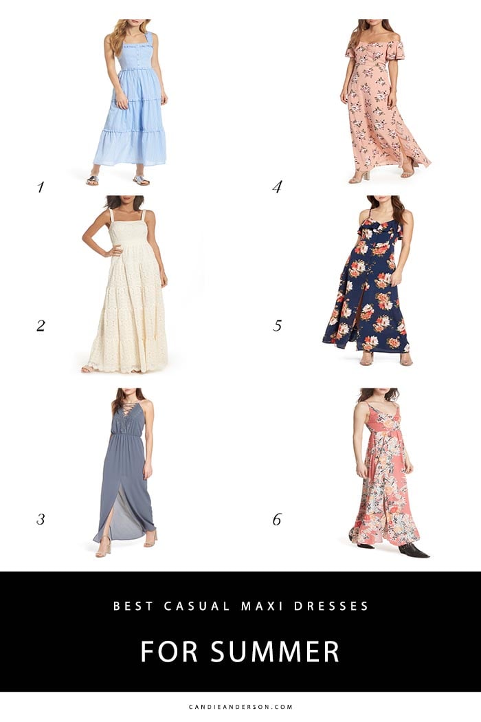 Style expert and fashion blogger, Candie Anderson has the scoop on the best casual maxi dresses that you can dress up or down for summer! These dresses are perfect for backyard barbecues, pool parties, beach weddings, wedding guests and more.