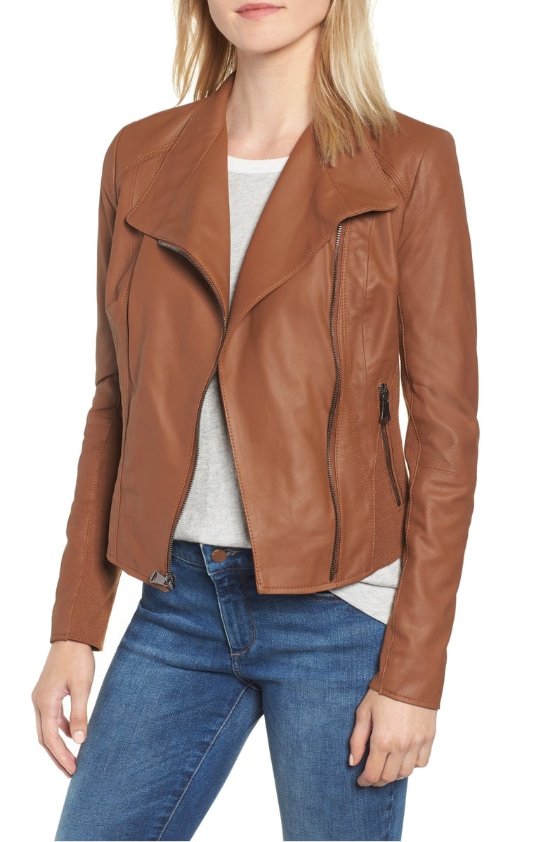 ANDREW MARC Marc New York by Andrew Marc 'Felix' Stand Collar Leather Jacket Whiskey brown nordstrom anniversary sale