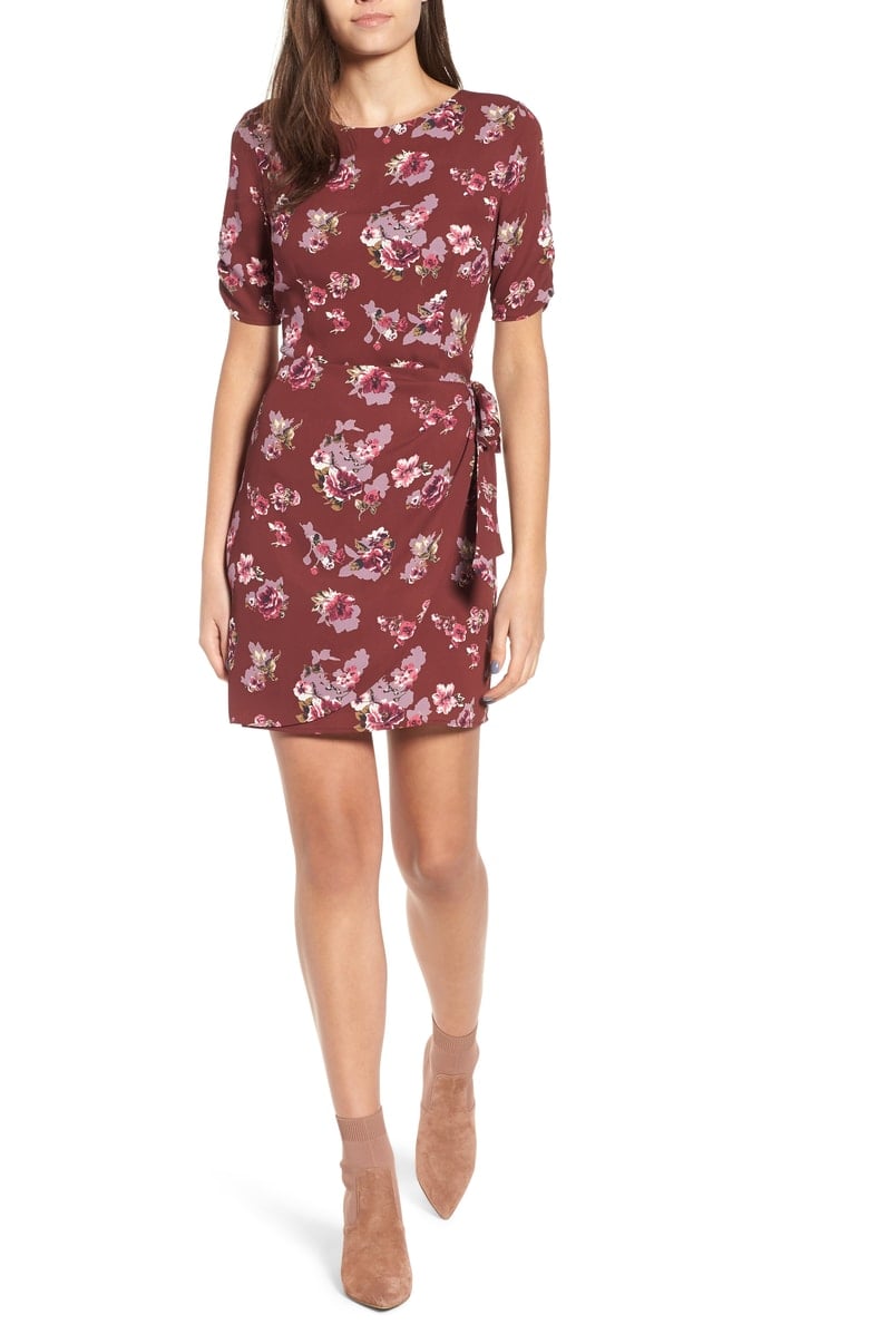 ASTR THE LABEL Wrap Front Dress Burgundy Multi Floral back to school dresses women teens college students nordstrom anniversary sale