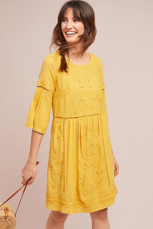 Akemi + Kin Tunic Laced Dress Gold boho chic back to school dresses teens high school college women anthropologie