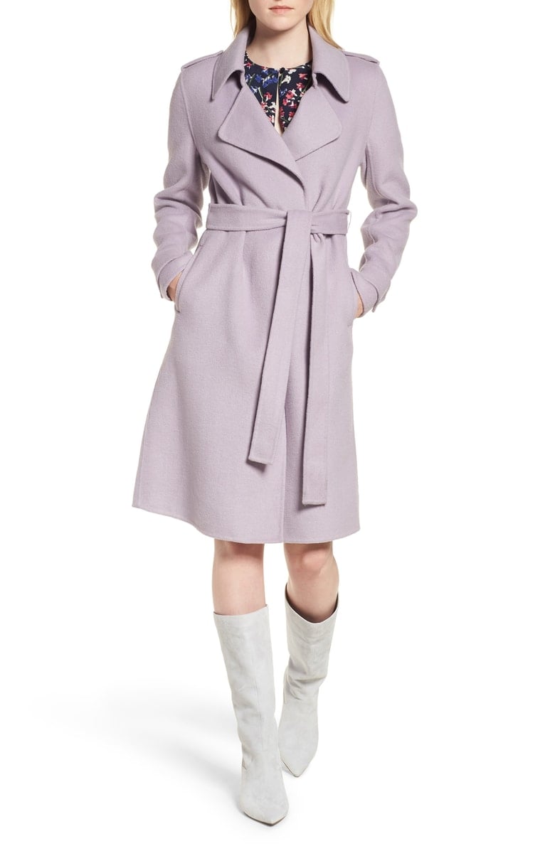 BADGLEY MISCHKA Double Face Wool Blend Wrap Front Coat Lavender nordstrom anniversary sale 2018