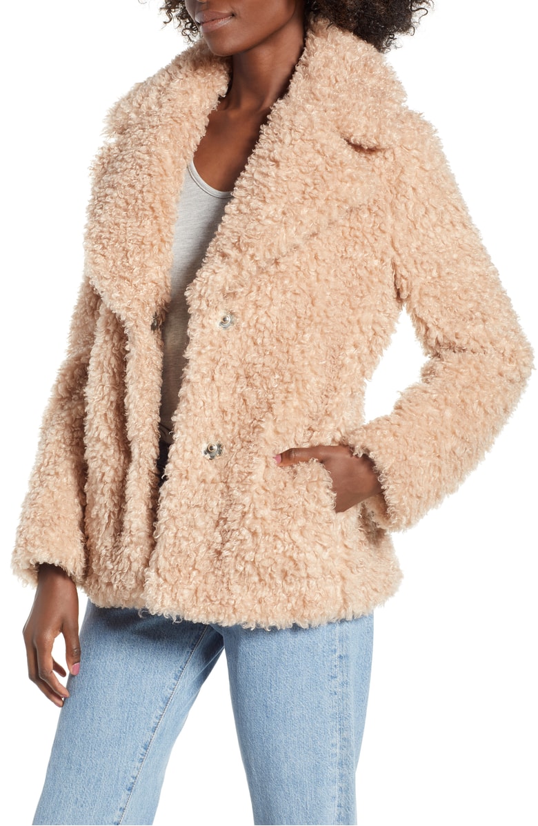 KENSIE Faux Fur Jacket Nude nordstrom anniversary sale 2018 taupe