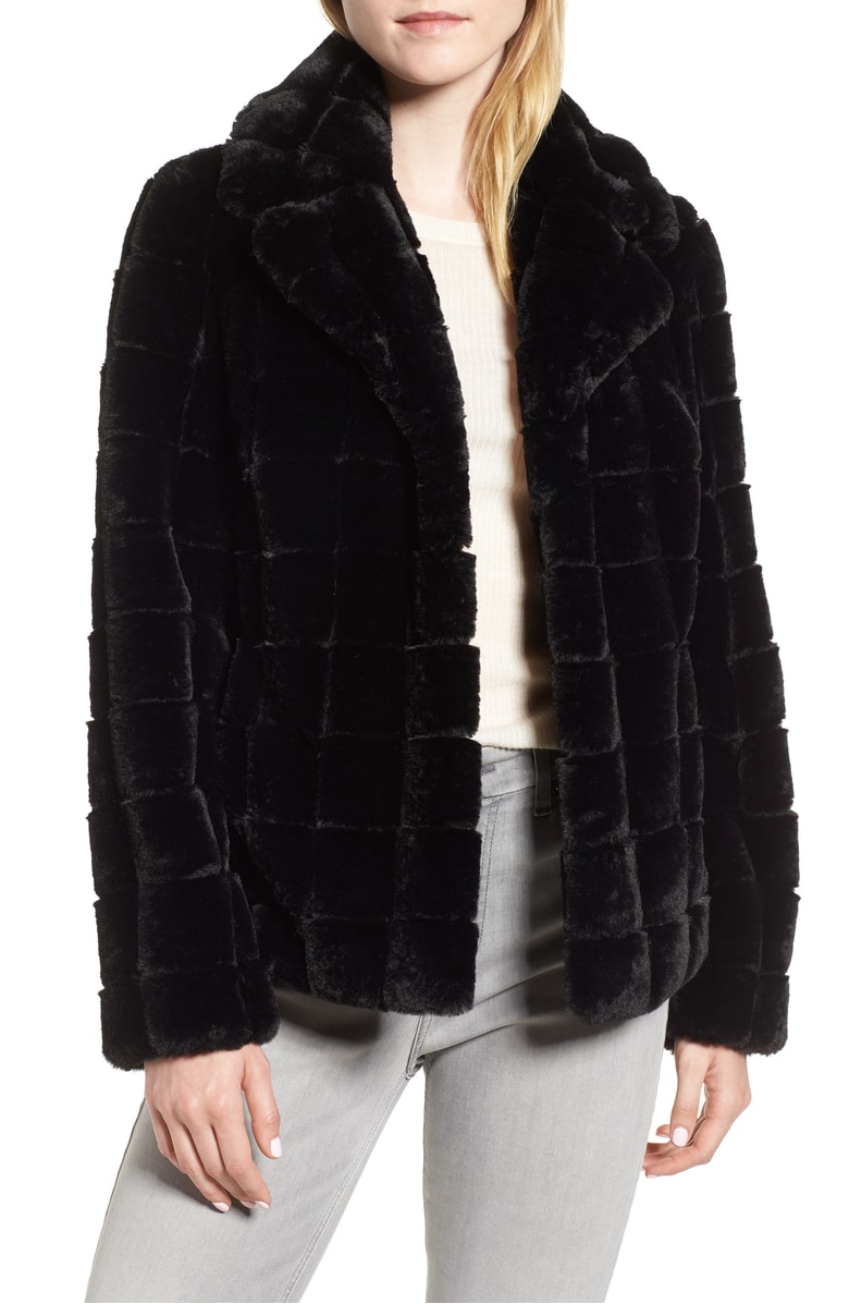 KRISTEN BLAKE Quilted Faux Fur Jacket Black nordstrom anniversary sale 2018