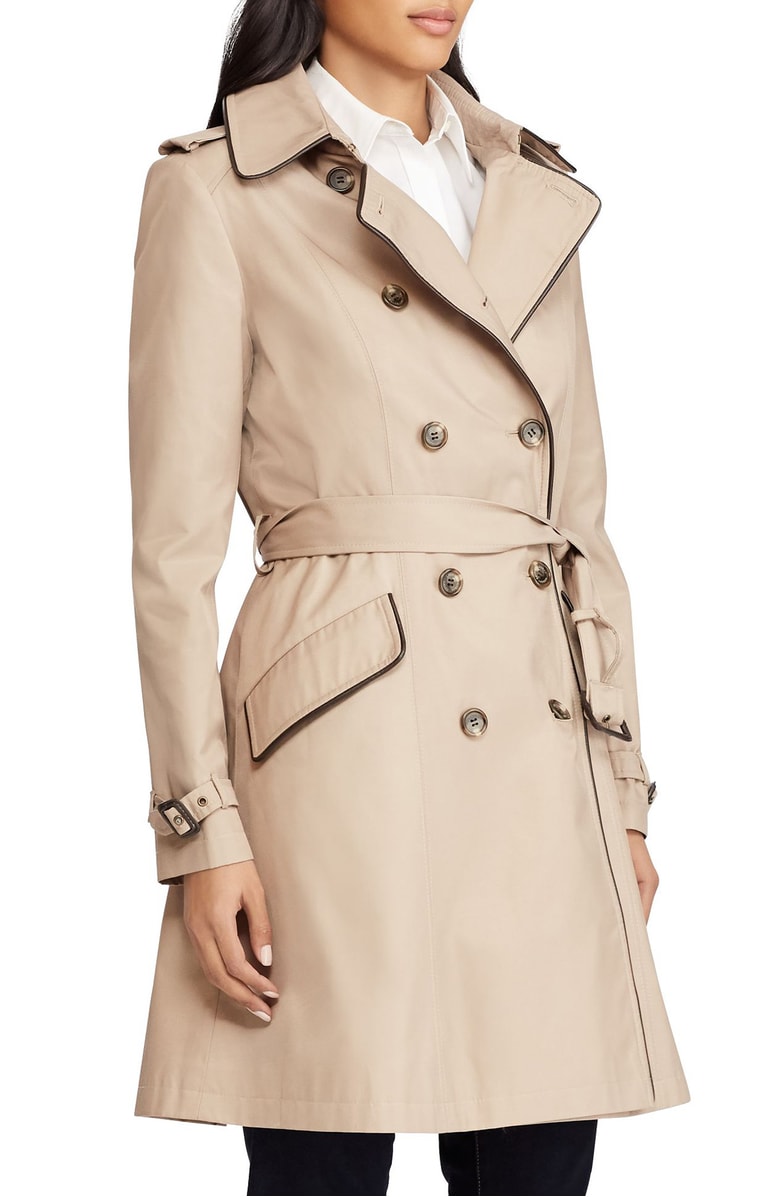 LAUREN RALPH LAUREN Double Breasted Short Trench Coat Sand nordstrom anniversary sale jackets coats