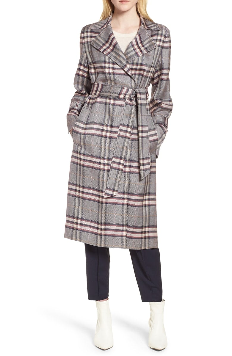 LEWIT Bold Plaid Trench Coat Navy Night Harper Plaid jackets coats winter 2018 nordstrom anniversary sale