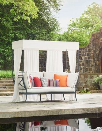 Lane Venture Winterthur Day Bed Canopy White Black horchow outdoor furniture sale