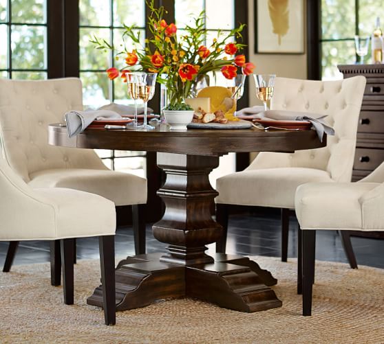 Pottery Barn BANKS EXTENDING PEDESTAL DINING TABLE, ALFRESCO BROWN pottery barn dining tables sale fall dining event