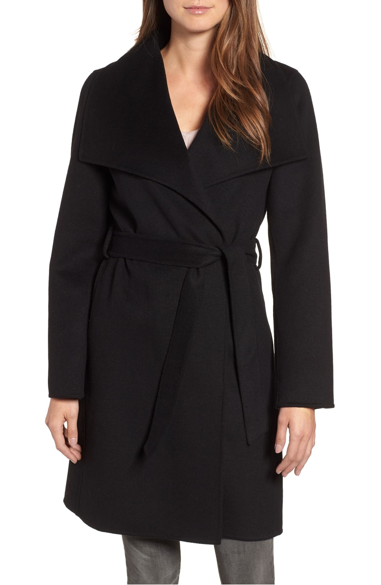 TAHARI Ellie Wrap Coat Black nordstrom anniversary sale 2018