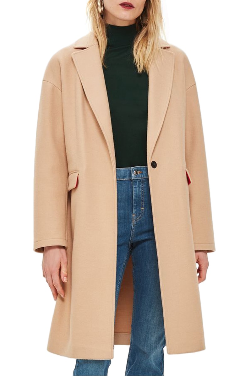 TOPSHOP Lily Knit Back Midi Coat Camel jackets coats nordstrom anniversary sale 2018