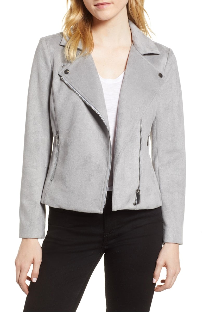 VINCE CAMUTO Suede Scuba Moto Jacket Vapor Grey nordstrom anniversary sale 2018