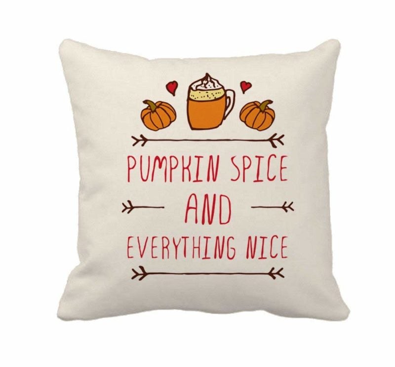 4TH Emotion Pumpkin Spice Fall Halloween Home Decor Throw Pillow Cover Cotton Polyester Cushion Case 18 x 18 Inches fall throw pillows