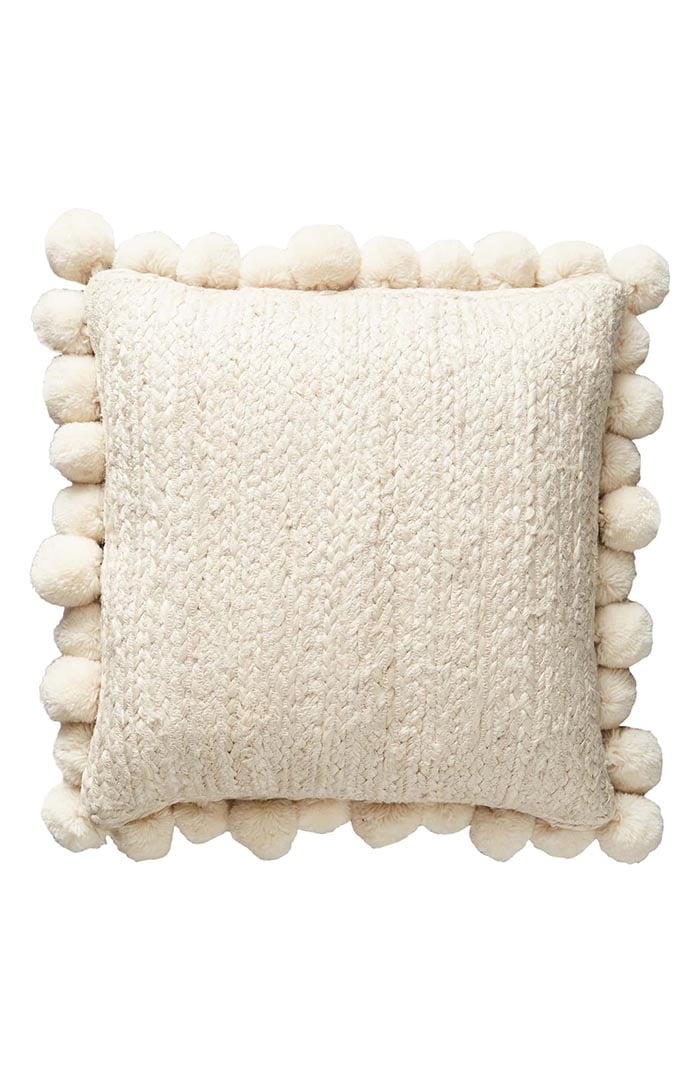 ANTHROPOLOGIE Pompom Jute Accent Pillow Ivory fall throw pillows decor home