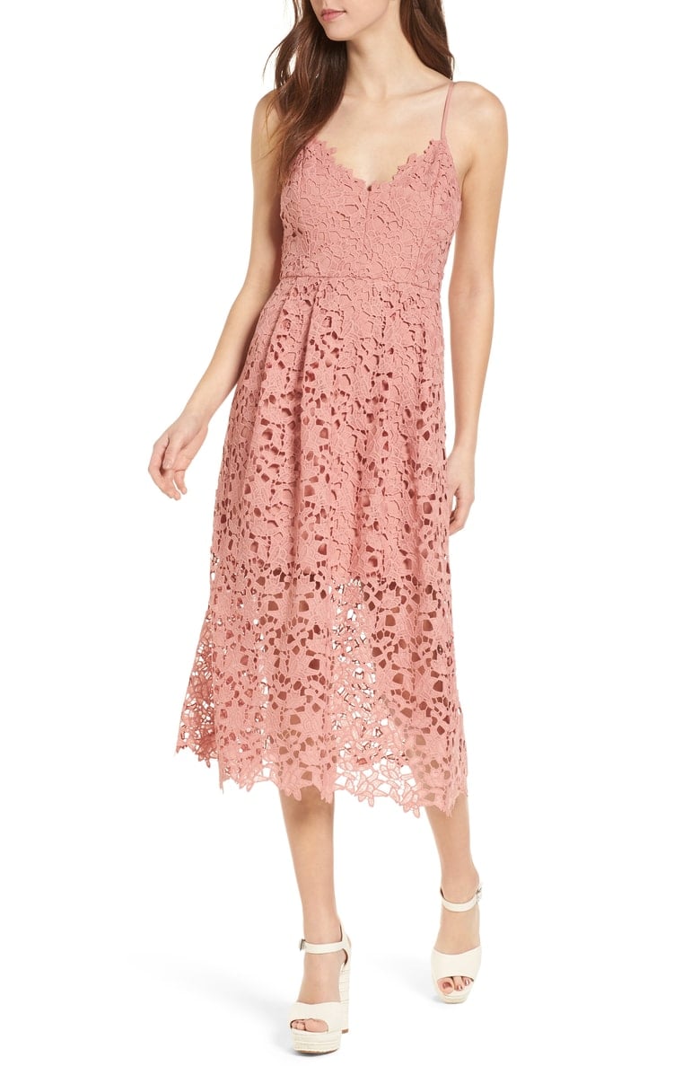 ASTR THE LABEL Lace Midi Dress Dark Blush Pink fall dresses under 100 dollars