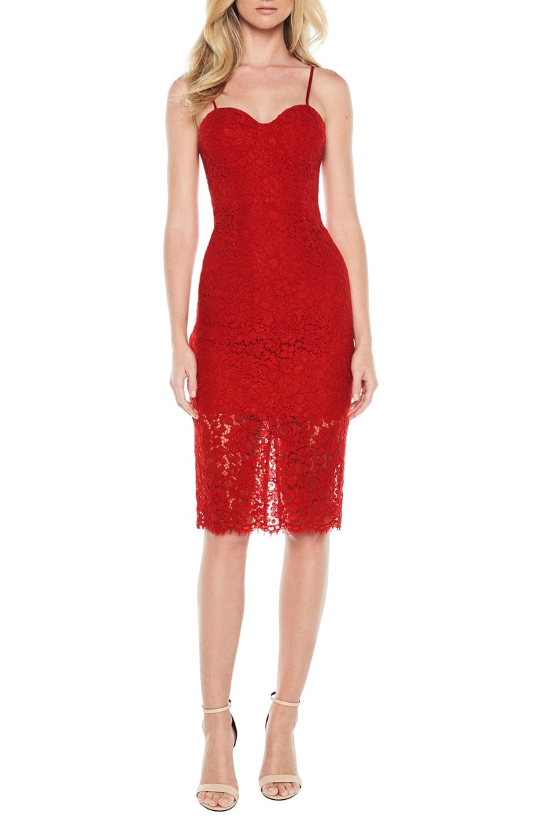 BARDOT Pierre Lace Dress Lava Red lace dresses fall wedding guests 