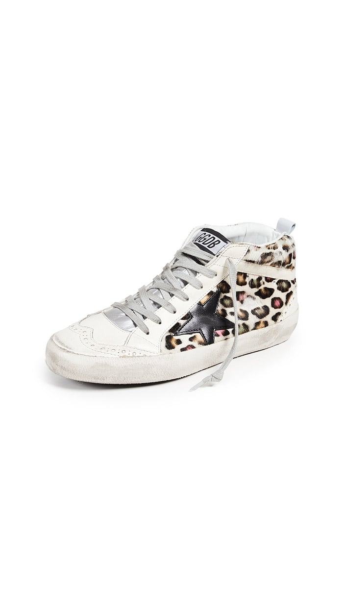 Golden Goose Mid Star Sneakers Multicolor Black Leopard Print white sneakers women