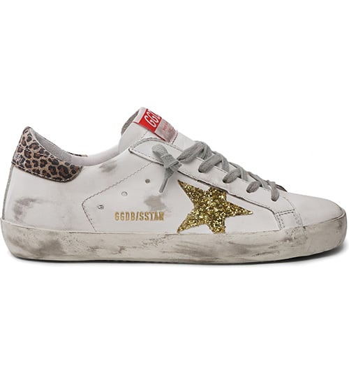 Golden Goose Superstar Low Top Sneaker White Gold Yellow Leopard Print white sneakers women