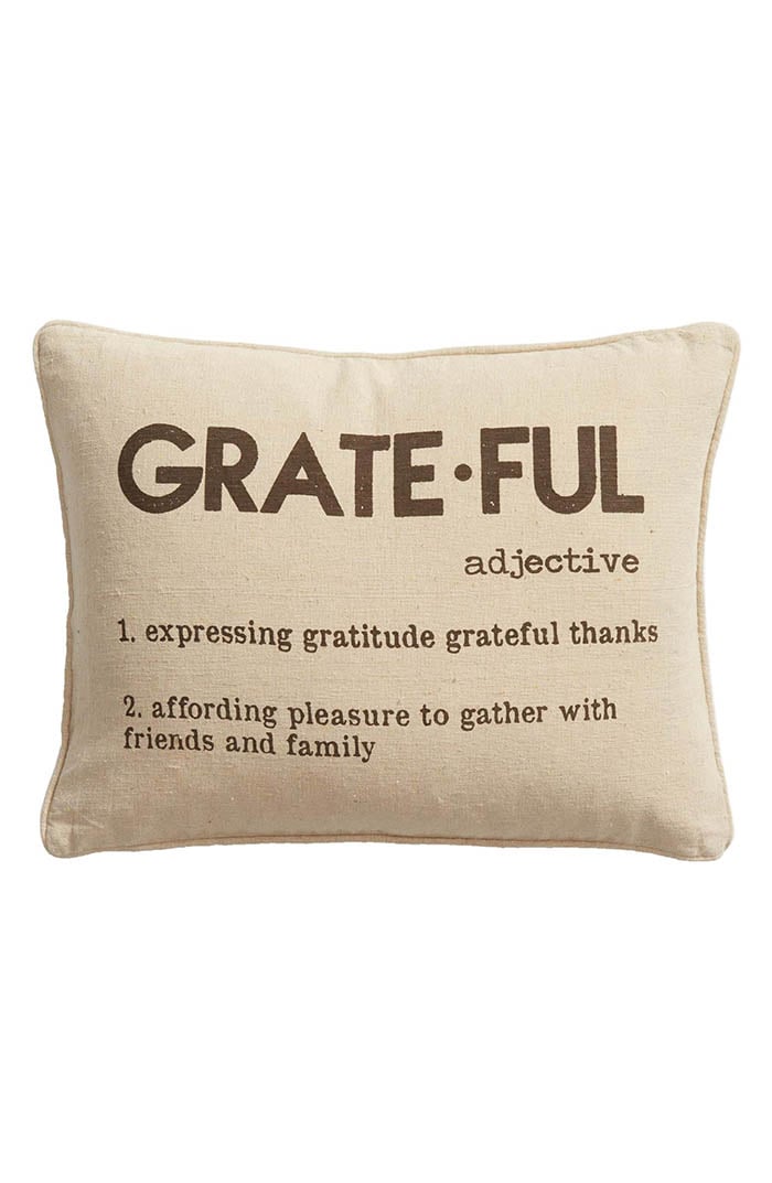LEVTEX Grateful Accent Pillow Taupe fall throw pillows for thanksgiving