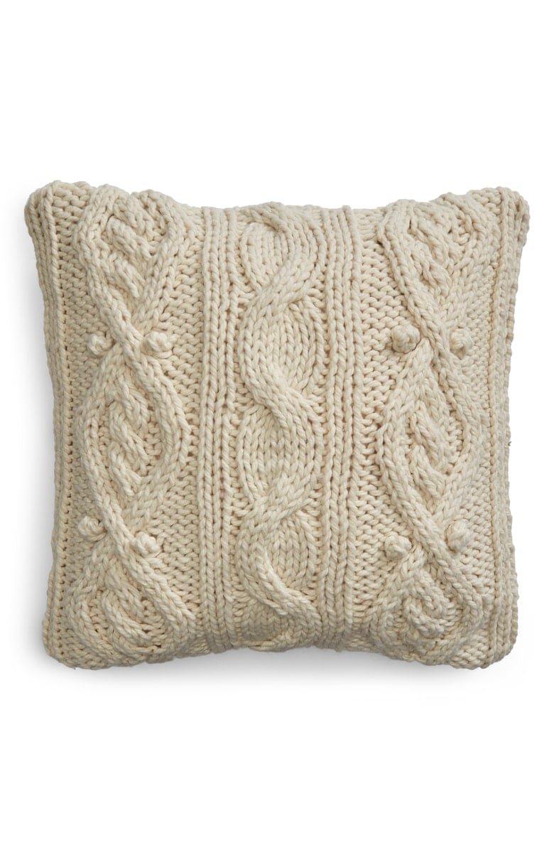 NORDSTROM AT HOME Chunky Cable Knit Accent Pillow Ivory Dove fall throw pillows winter