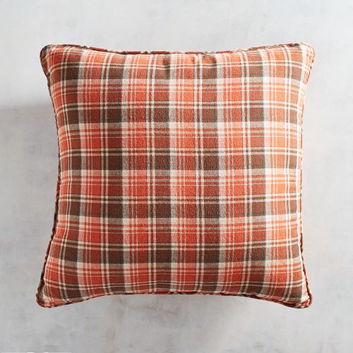Pier1 Harvest Plaid Pillow Orange Brown fall throw pillows