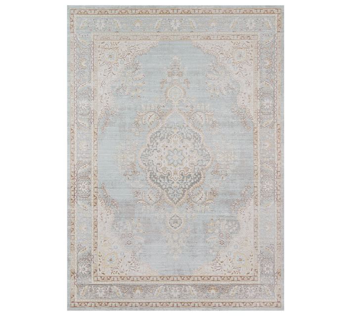 Pottery Barn Carina Synthetic Rug - Porcelain Blue blue rugs